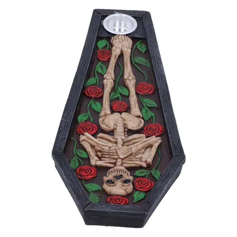 Rest in Roses Skeleton Coffin Incense Burner 21.5cm Homeware 7