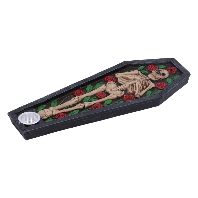 Rest in Roses Skeleton Coffin Incense Burner 21.5cm Homeware 9