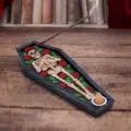 Rest in Roses Skeleton Coffin Incense Burner 21.5cm Homeware 4