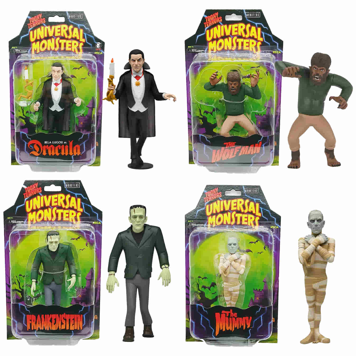 NECA Toony Terrors Series 10 Universal Monsters Complete Set of 4 Action Figures Toony Terrors NECA Toony Terrors Series 10 Universal Monsters Complete Set of 4 Action Figures Toony Terrors