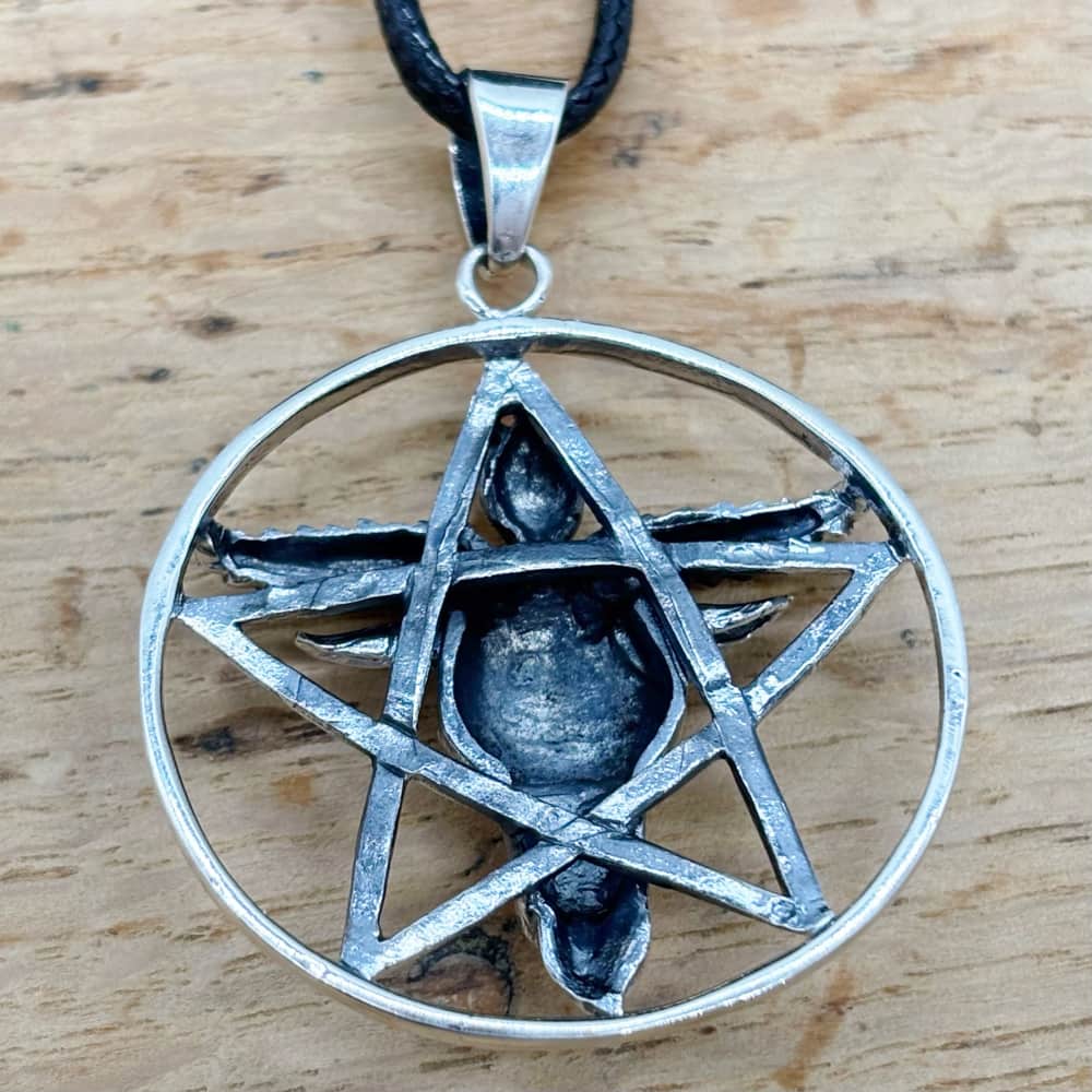 925 Sterling Silver Baphomet Pentagram Pendant And Cord Necklace 38mm Gifts & Games 7 925 Sterling Silver Baphomet Pentagram Pendant And Cord Necklace 38mm Gifts & Games 7