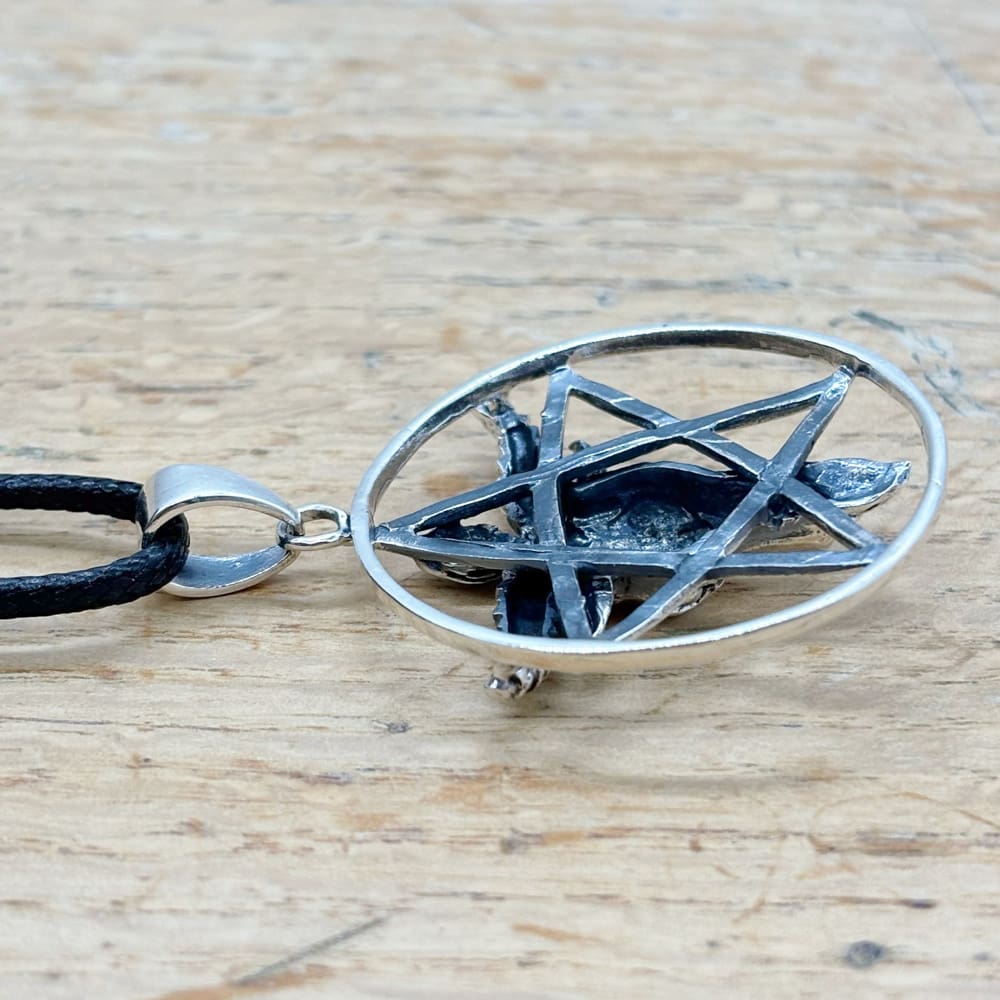 925 Sterling Silver Baphomet Pentagram Pendant And Cord Necklace 38mm Gifts & Games 9 925 Sterling Silver Baphomet Pentagram Pendant And Cord Necklace 38mm Gifts & Games 9