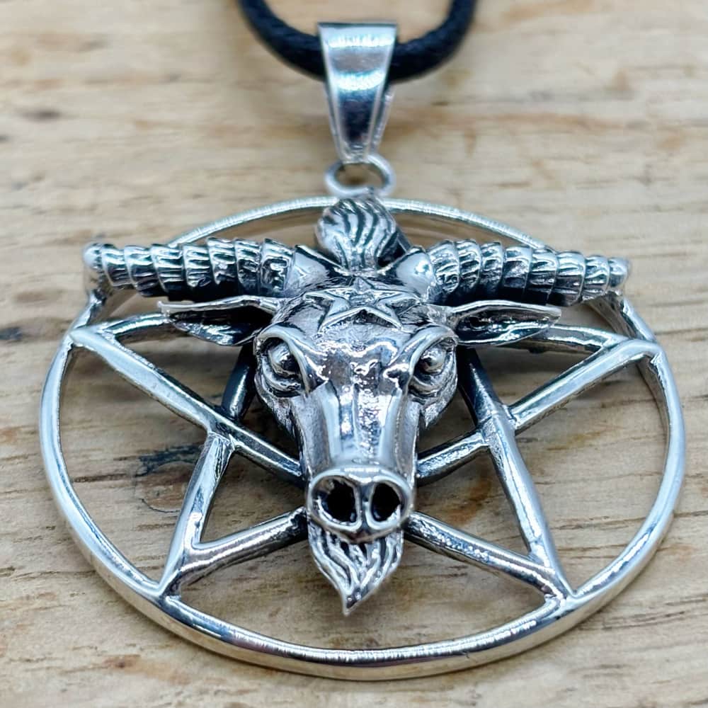 925 Sterling Silver Baphomet Pentagram Pendant And Cord Necklace 38mm Gifts & Games 13 925 Sterling Silver Baphomet Pentagram Pendant And Cord Necklace 38mm Gifts & Games 13