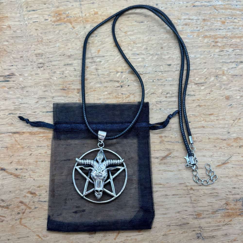 925 Sterling Silver Baphomet Pentagram Pendant And Cord Necklace 38mm Gifts & Games 5 925 Sterling Silver Baphomet Pentagram Pendant And Cord Necklace 38mm Gifts & Games 5