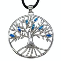 925 Sterling Silver Tree Of Life With Turquoise Stones Pendant And Cord Necklace 40mm Gifts & Games