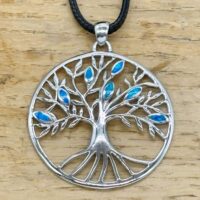 925 Sterling Silver Tree Of Life With Turquoise Stones Pendant And Cord Necklace 40mm Gifts & Games 2