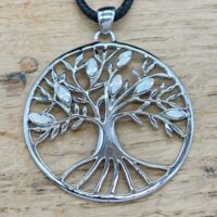 925 Sterling Silver Tree Of Life With White Stones Pendant And Cord Necklace 40mm Gifts & Games 2