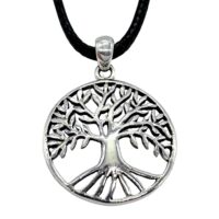 925 Sterling Silver Tree Of Life Pendant And Cord Necklace 24mm Gifts & Games