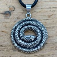 925 Sterling Silver Curled Up Snake Serpent Pendant And Cord Necklace 27mm Gifts & Games 2