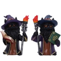 Nemesis Now Albus and Magnus Pair Of Black Wizard Cat Figurines Figurines Small (Under 15cm)