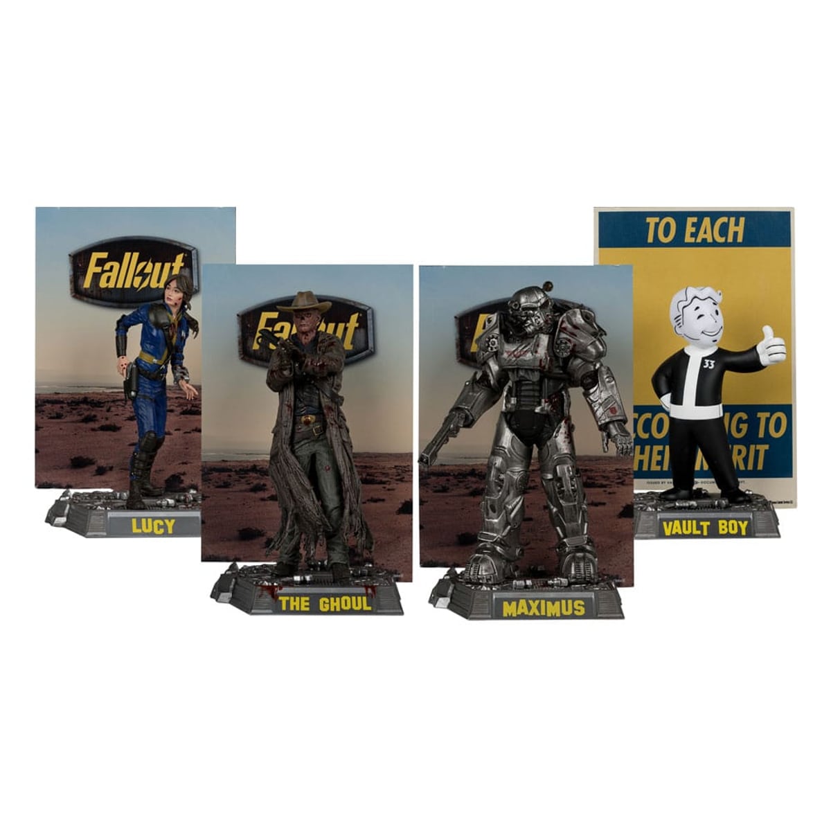 McFarlane Toys Fallout Movie Maniacs PVC Statue 4-Pack Lucy, Maximus, The Ghoul and Vault Boy 15cm 6" Figures 3 McFarlane Toys Fallout Movie Maniacs PVC Statue 4-Pack Lucy, Maximus, The Ghoul and Vault Boy 15cm 6" Figures 3