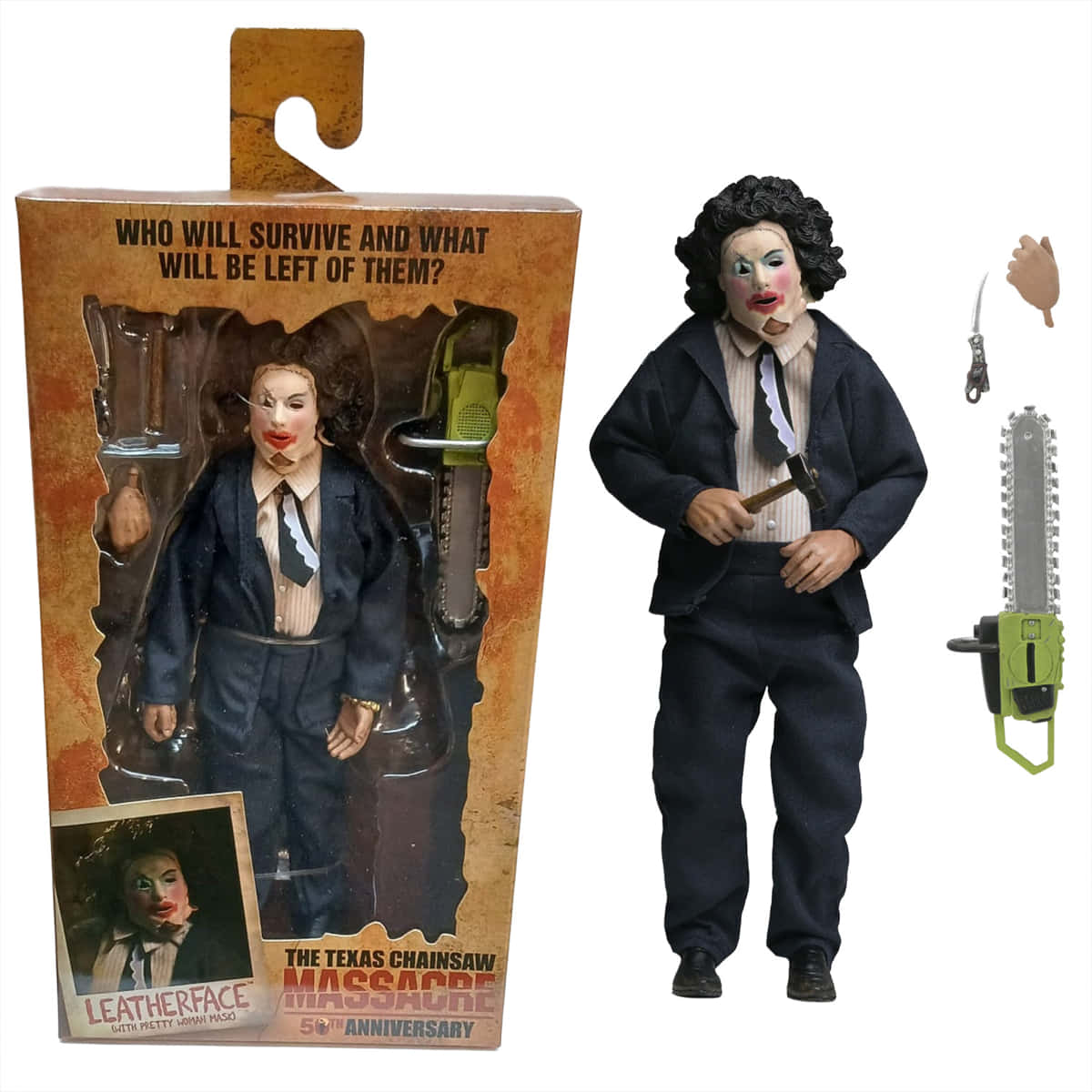 NECA Texas Chainsaw Massacre Leatherface With Pretty Woman Mask 8 Inch Clothed Action Figure 8" Figures NECA Texas Chainsaw Massacre Leatherface With Pretty Woman Mask 8 Inch Clothed Action Figure 8" Figures