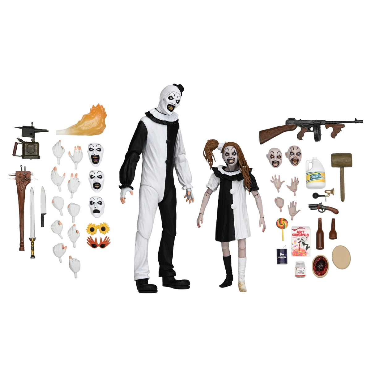 PRE-ORDER NECA Terrifier 2 Art The Clown and Little Pale Girl Ultimate 7 Inch Scale 2-pack 7" Figures PRE-ORDER NECA Terrifier 2 Art The Clown and Little Pale Girl Ultimate 7 Inch Scale 2-pack 7" Figures